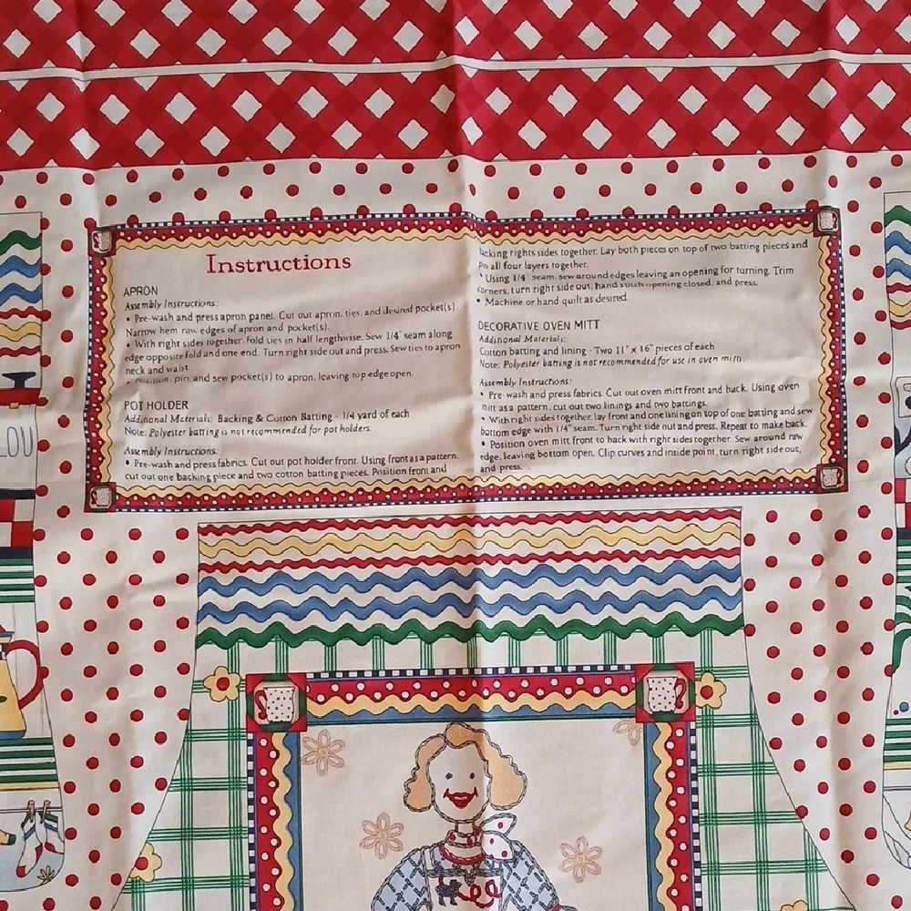 Debbie Mumm Fabric Apron/Oven Mitt/Pot Holder DIY 28